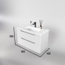 Тумба подвесная STYLE LINE "Марелла 90" (2 ящ.) Люкс антискрейтч белый матовый, PLUS с раковиной Марелла Люкс 900х400