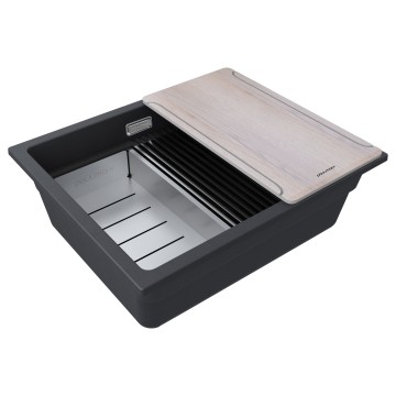 Мойка LUMI-MULTI SINK 55 UNI, IT-GRANIT, LU-MULTI 55-BLM, черный, 550х450, Paulmark