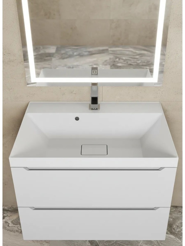 Раковина для ванной 70 см, Uperwood Classic New, белая глянцевая, с накладкой для слива