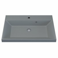 Раковина для ванной 80 см, Uperwood Classic Quartz, кварцевая, серая матовая, платина