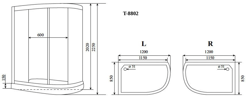 Timo Comfort T-8802R Fabric Glass душевая кабина 120*85*220+турецкая баня хамам+стульчик прозрачный