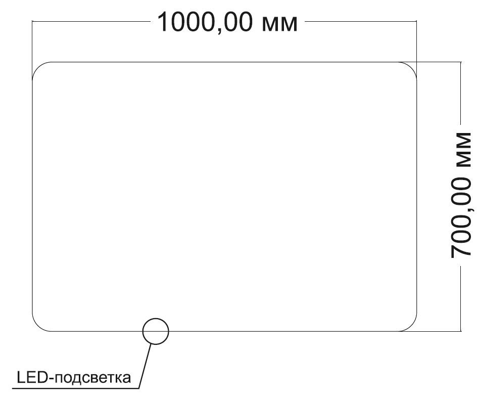 Зеркало LED VLM-3BE1007-2 1000х700 c сенсорным выключателем и диммером, антизапотевание