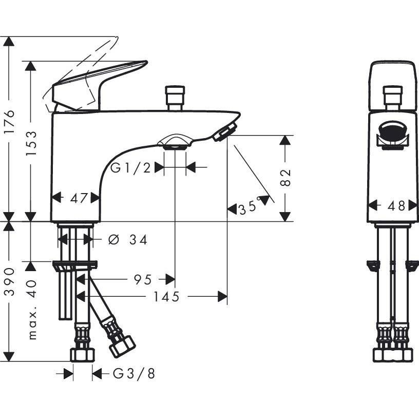 Смеситель для ванн, для душа Hansgrohe Logis Monotrou хром (71312000)