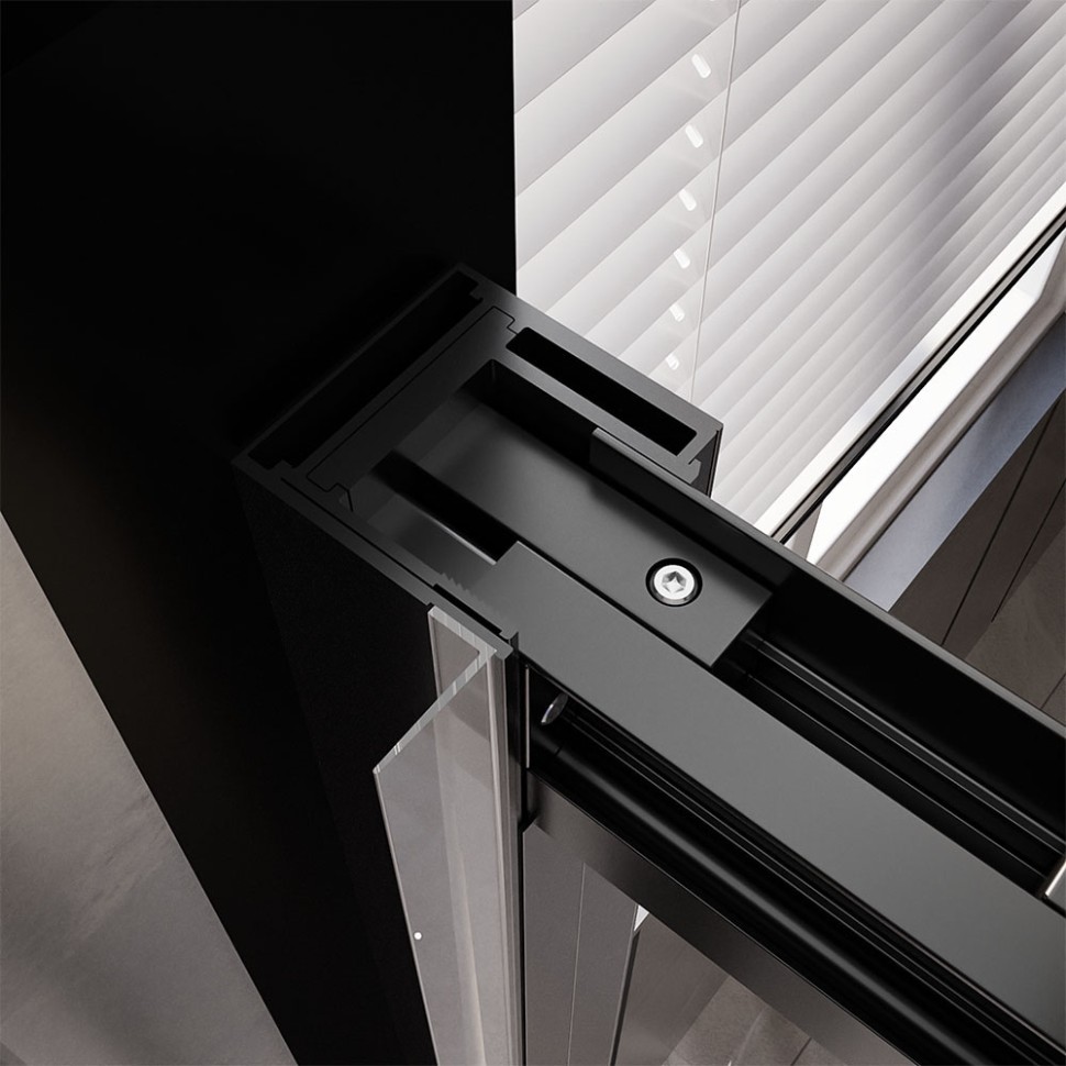 Душевая дверь Veconi Premium Trento PTD-30B, 1400х2000, черный матовый, стекло прозрачное