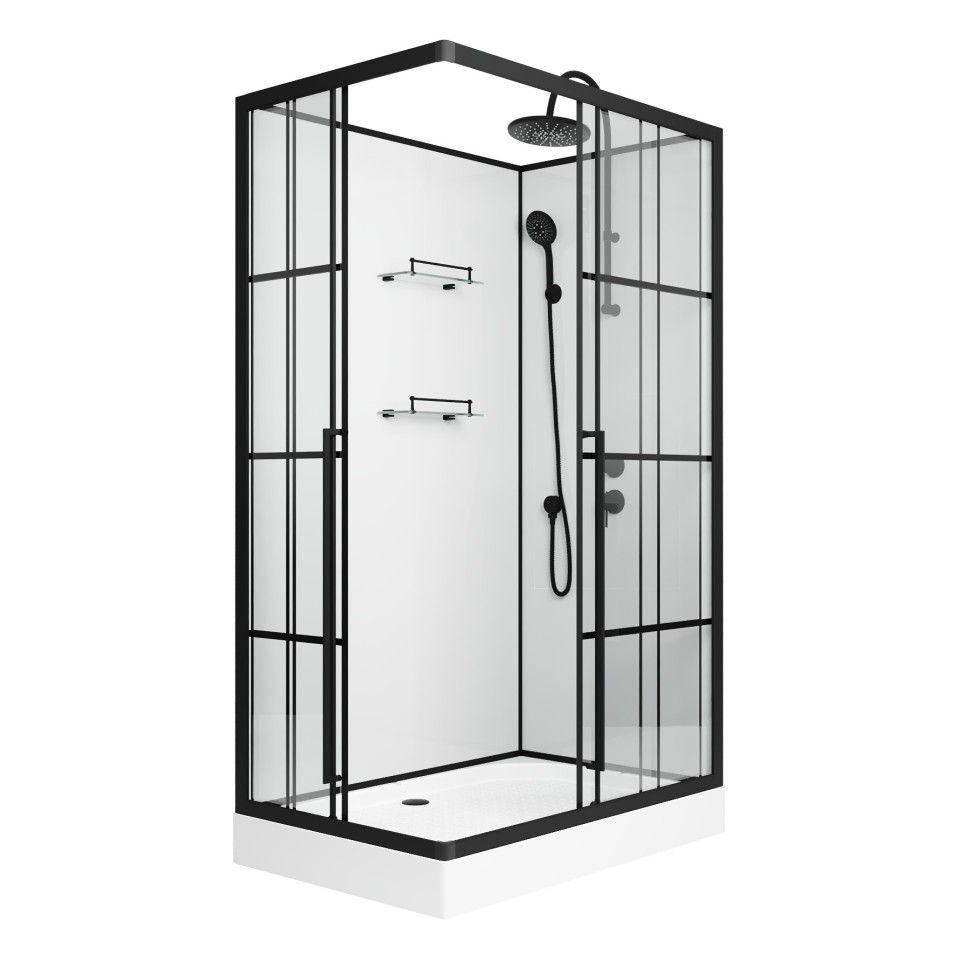 Душевая кабина Niagara Standart ST120/80/15QR/KL/BKT (120х80х225) поддон низкий(15см),черный,стекло прозрачное,3 места