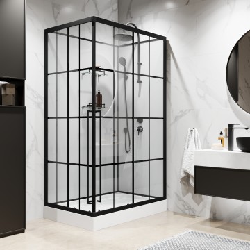 Душевая кабина Niagara Standart ST120/80/15QR/KL/BKT (120х80х225) поддон низкий(15см),черный,стекло прозрачное,3 места