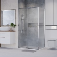 Душевое ограждение Niagara Nova NG-65-13CH-CH80-34 (130х80х195) прямоугольник,хром,дверь раздвижная,стекло шиншилла,2 места