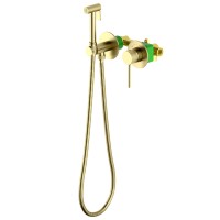 Смеситель встроенный с гигиеническим душем с защитой от ожогов Timo Saona 2339/17SM золото матовое