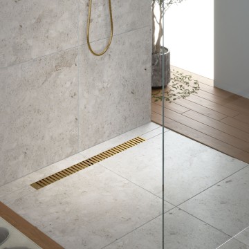 Душевой лоток TIMO Drain System 600 с вставкой "lines", Золото матовое