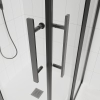 Душевой угол Veconi Evo 300 GR, 800х800x1950, графит брашинг, прозрачное стекло