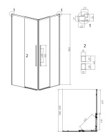 1/2 душевого ограждения Grossman Galaxy 1/2.K33.01.11.21.02 (110х195) раздвижная(правая),черный матовый,стекло шиншилла,1 место