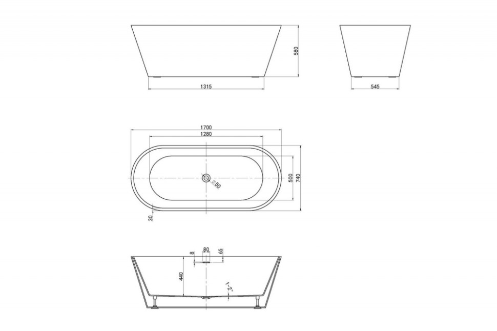 Акриловая ванна ABBER AB9268-1.7 белая