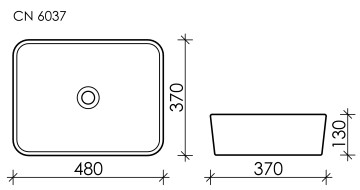 Умывальник чаша накладная прямоугольная Element 480x370x130мм CN6037
