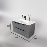 Тумба подвесная STYLE LINE "Марелла 90" (2 ящ.) Люкс антискрейтч серый, PLUS с раковиной Марелла Люкс 900х400