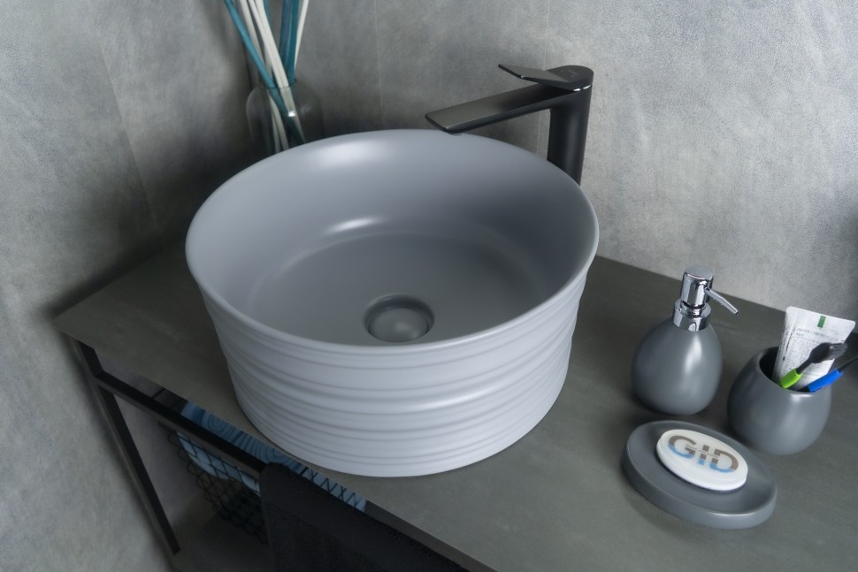 Раковина Gid Gm969 53335 накладная серая матовая 41x41x18