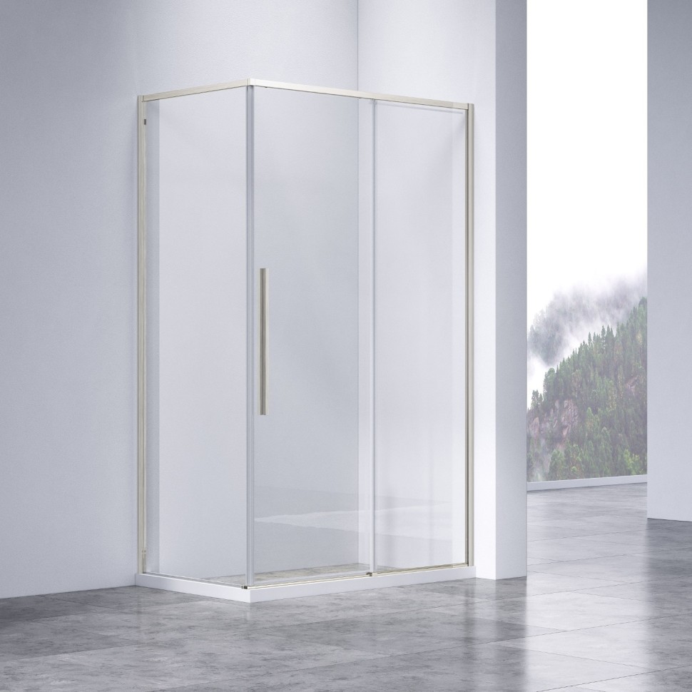 Душевой уголок Слим-Н (Slim-N) VSR-4SN9012CLBN, 1200*900, брашированный никель, стекло прозрачное