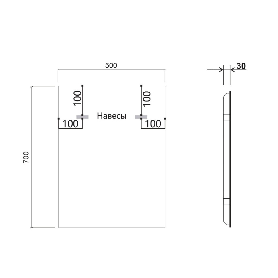 Зеркало LED VLM-3VN500 500х700 c сенсорным выключателем и диммером