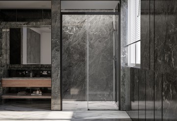 Душевая дверь Veconi Premium Trento PTD-30B, 1500х2000, черный матовый, стекло прозрачное