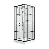 Душевая кабина Niagara Standart ST90/15QL/KL/BKT (90х90х225) низкий поддон(15см),черный,стекло прозрачное,3 места