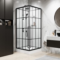 Душевая кабина Niagara Standart ST90/15QL/KL/BKT (90х90х225) низкий поддон(15см),черный,стекло прозрачное,3 места