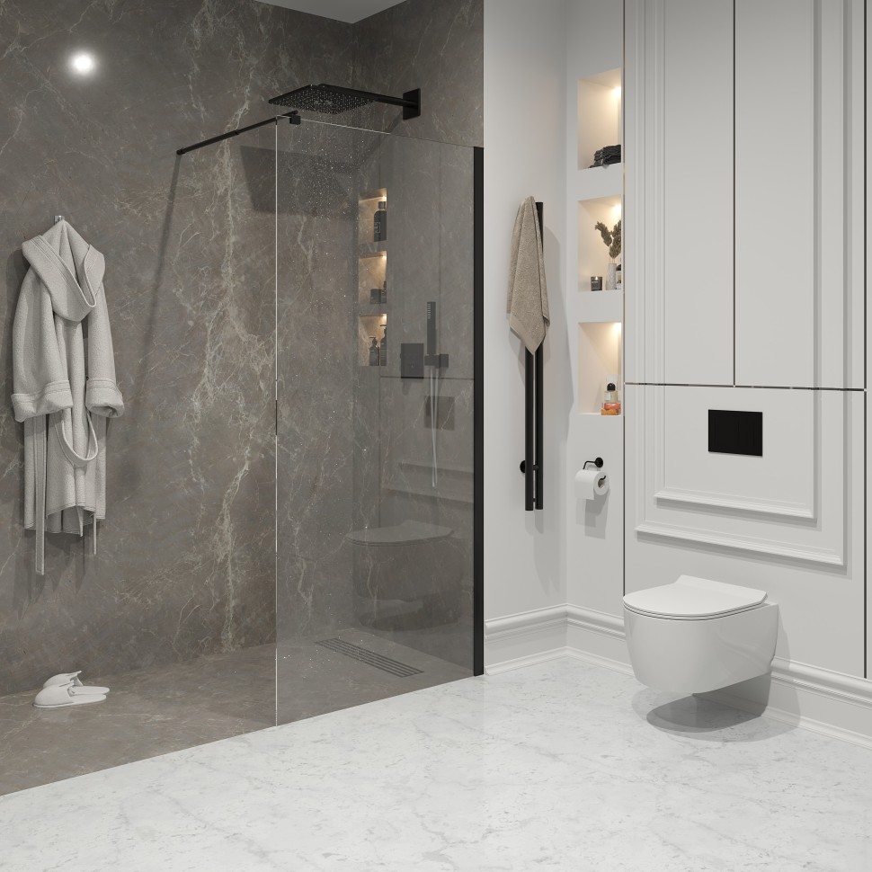 Душевая перегородка Niagara Nova NG-683-70ВLACK (70х195) черный,стекло прозрачное,1 место
