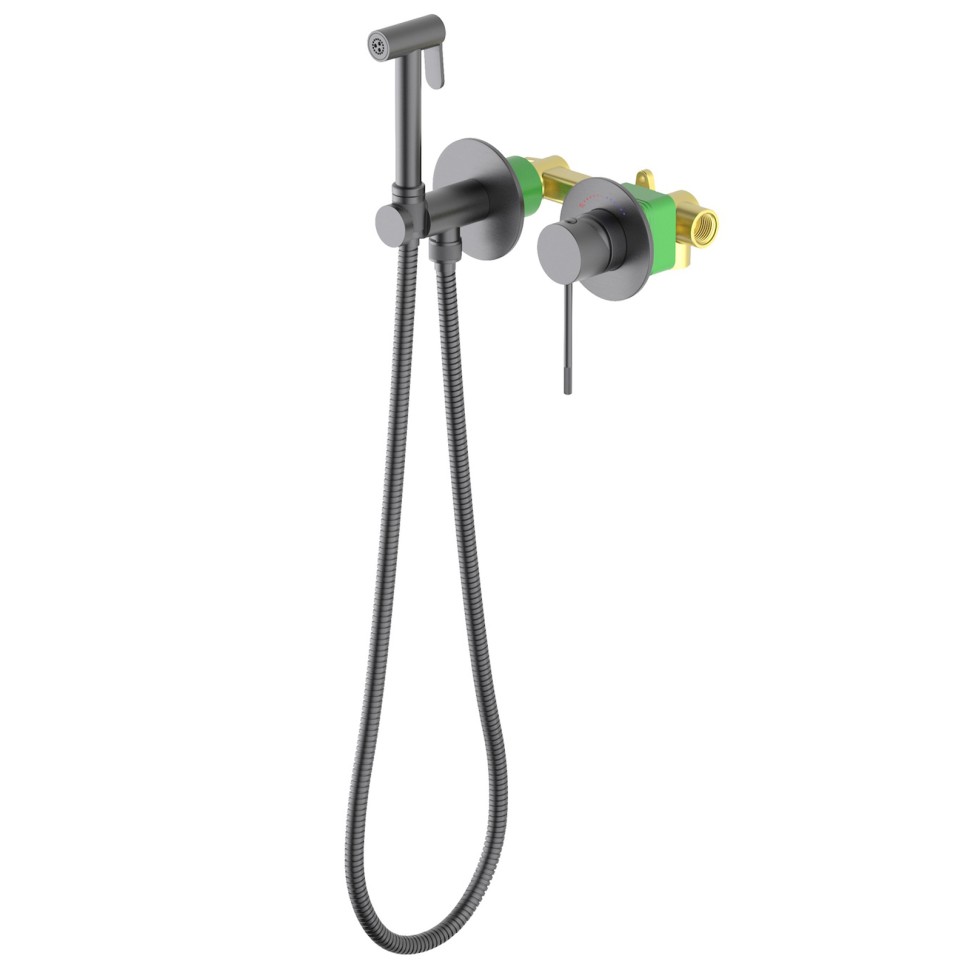 Смеситель встроенный с гигиеническим душем с защитой от ожогов Timo Saona 2339/18SM черное золото