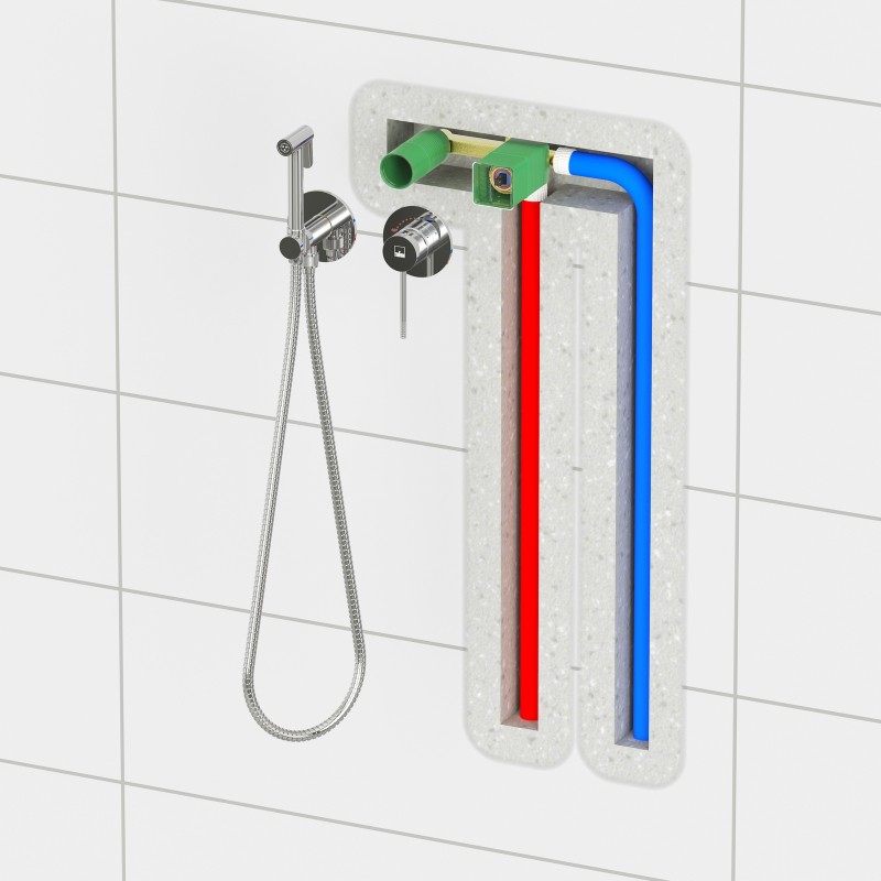 Смеситель встроенный с гигиеническим душем с защитой от ожогов Timo Saona 2339/18SM черное золото