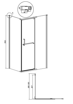 Боковая стенка Grossman Pragma 200.K33.03.90.21.00 (90х195) черный матовый,стекло прозрачное, 1 место