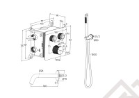 Душевая система скрытого монтажа для душа MILLEAU Tissage TERMO 2SBIT/324.10-GB на 2 потока (комплект с монтажным блоком), Черный глянец