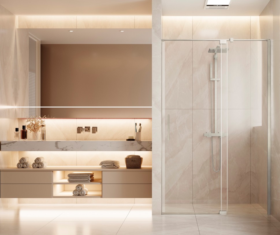 Душевая дверь Экстенза (Extenza) VDP-4EX9010CLBN, 900/1000, брашированный никель, стекло прозрачное