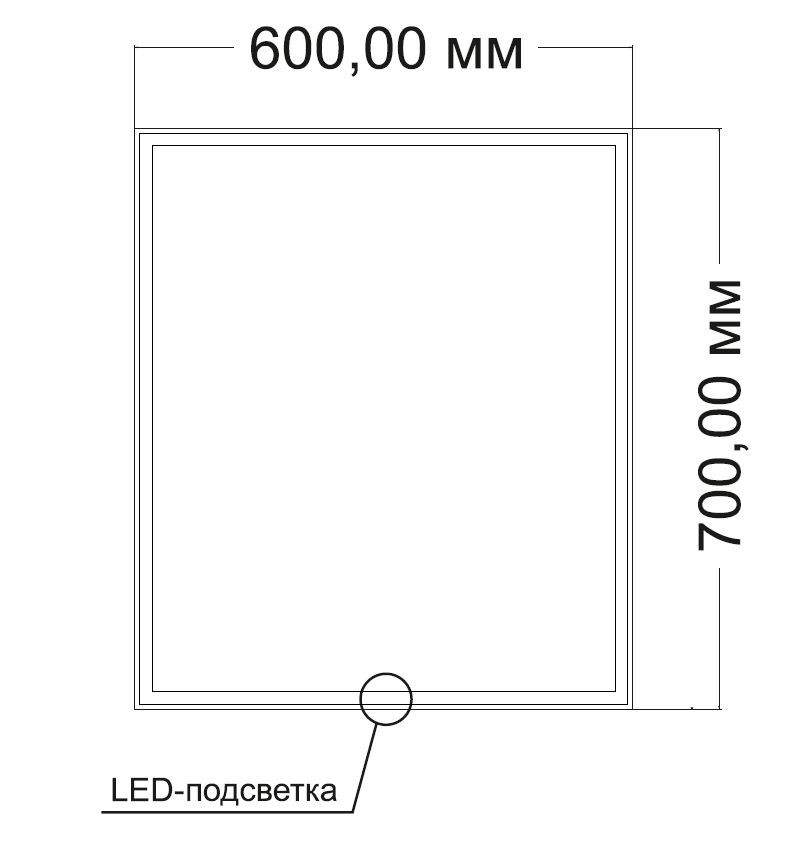 Зеркало LED VLM-3VN6007 600х700 c сенсорным выключателем и диммером