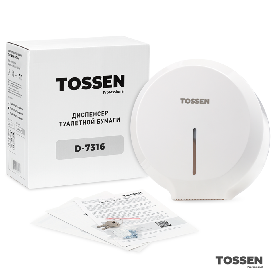TOSSEN D-7316 PW - диспенсер туалетной бумаги (коллекция «Классический белый»)