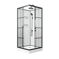 Душевая кабина Niagara Standart ST90/15QR/KL/BKT (90х90х225) низкий поддон(15см),черный,стекло прозрачное,3 места