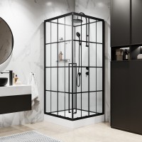 Душевая кабина Niagara Standart ST90/15QR/KL/BKT (90х90х225) низкий поддон(15см),черный,стекло прозрачное,3 места