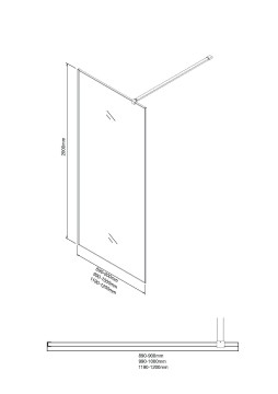 Душевая перегородка Niagara Nova NG-781-90BLACK (90х200) черный матовый,стекло эффект битого стекла,1 место