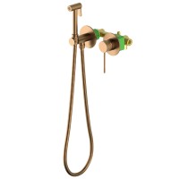 Смеситель встроенный с гигиеническим душем с защитой от ожогов Timo Saona 2339/19SM розовое золото