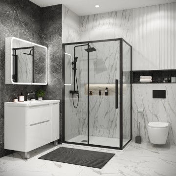 Душевое ограждение Grossman Cosmo 100.K33.02.120.21.00-200.K33.02.80.21.00 (120х80х195) раздвижная,черный матовый,стекло прозрачное,2 места