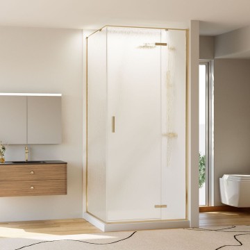 Душевой угол Veconi Rovigo RV-073RG/R, 800х1000х1950, золото брашинг, стекло дождь