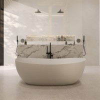 Ванна из искусственного камня ABBER Stein AS9615-1.8 белая матовая