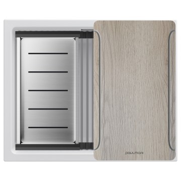 Мойка LUMI-MULTI SINK 55 UNI, IT-GRANIT, LU-MULTI 55-WH, белый, 550х450, Paulmark