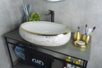 Раковина Gid Nc472 52222 накладная белая / золото 60x41x15