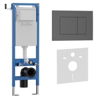 Комплект 2в1 IBERICA BLANCA инсталляция SILENCIO MINI, кнопка смыва ESTI-S серый матовый (IB.001M.856)