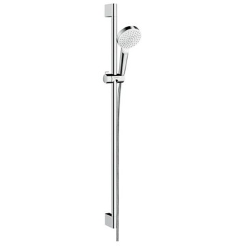Душевой набор Hansgrohe Crometta: штанга 900 мм, ручной душ, 1jеt (Rаin), шланг, цвет: белый/хром 26537400