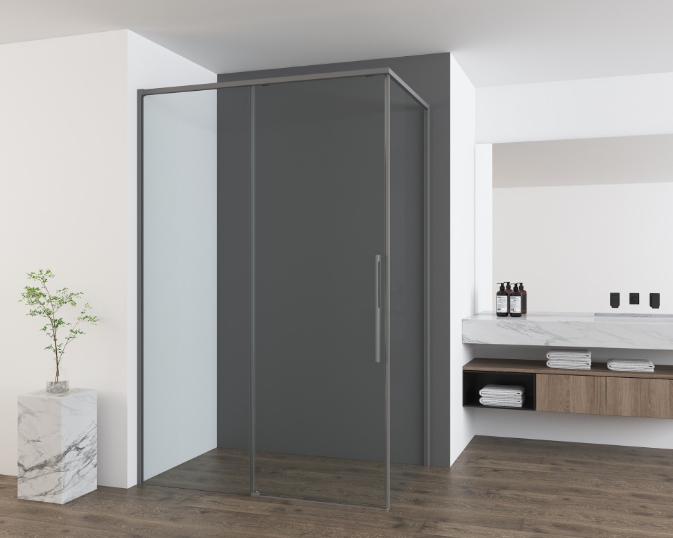 Душевой уголок Ultima VSR-7UL1010CLGM, 1000*1000, вороненая сталь, стекло прозрачное