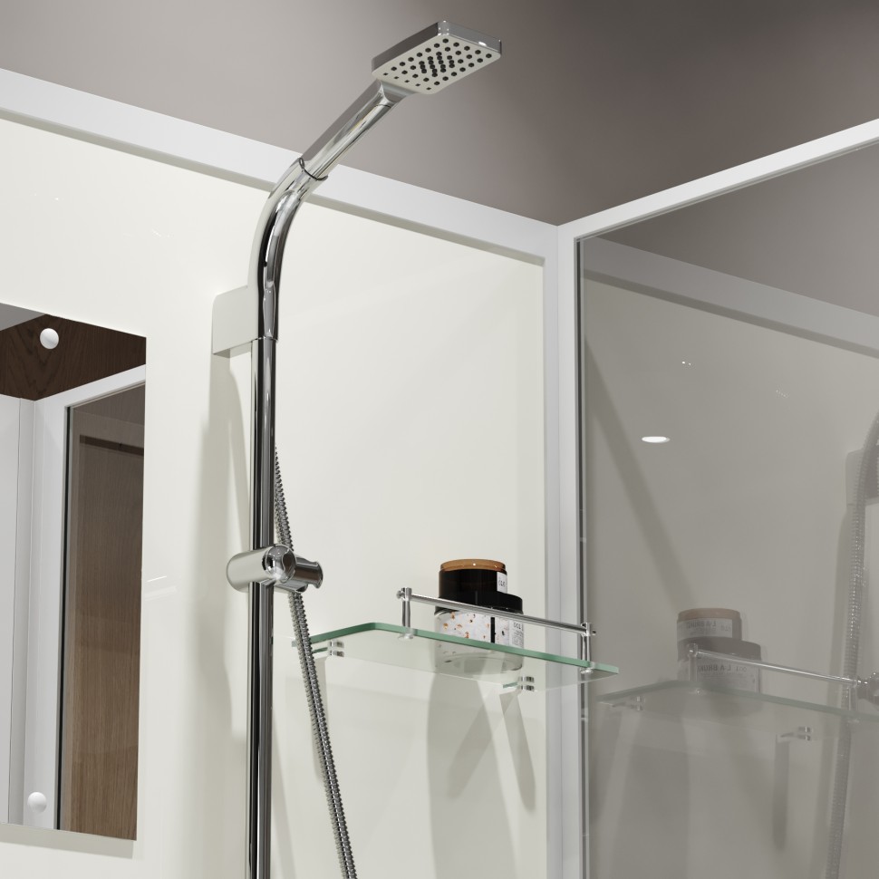 Душевая кабина Niagara Standart ST100/15Q/BK (100х100х200) квадрат,поддон 15см,распашная,проф.белый,без крыши,3 места