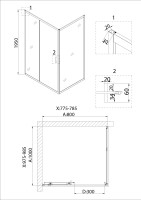 Душевое ограждение Niagara Nova NG-82-8AB-A100B (80х100х195) прямоугольник,черный, дверь раздвижная,стекло прозрачное,2 места