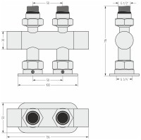 Вентиль прямой EU50 (2 х G 1/2&quot; НР х G 3/4&quot; НГ)