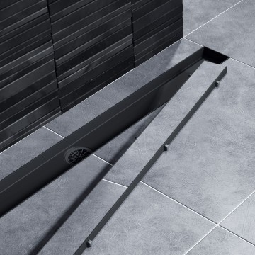 Душевой лоток TIMO Drain System 600 с двусторонней панелью "plate" под плитку, Чёрный