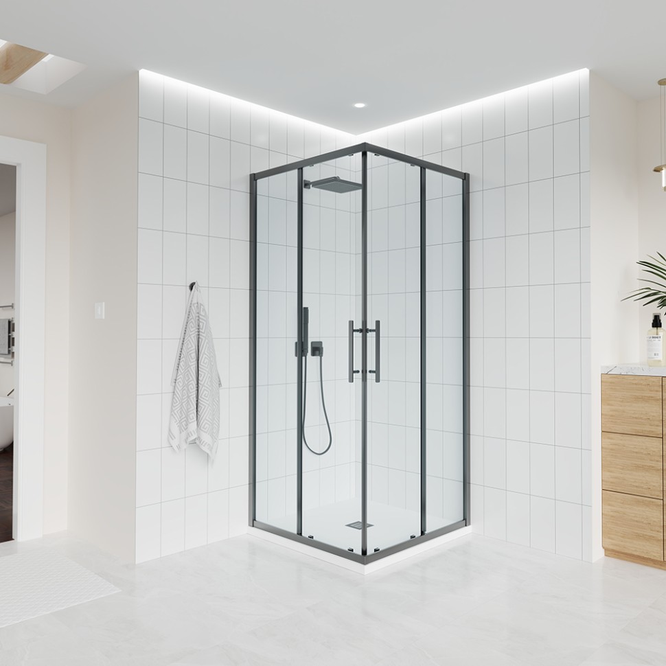 Душевой угол Veconi Evo 300 GR, 1000х800x1950, графит брашинг, прозрачное стекло