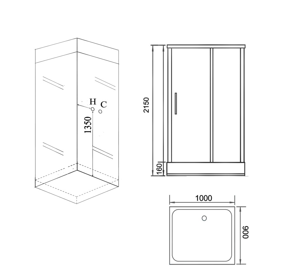 Душевая кабина Grossman Style GR166 (90x100x215) дверь распашная,5 мест